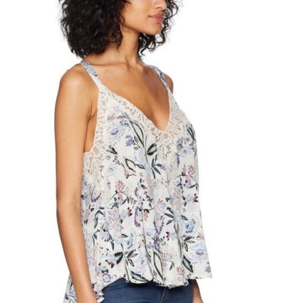 Free‎ people infinite love cami multi floral eyelash lace tank top - Picture 4 of 9
